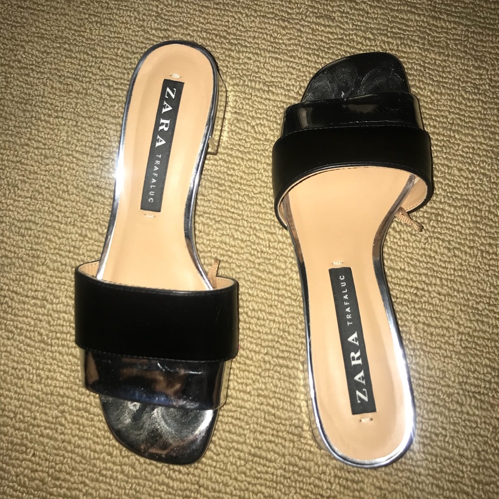 Silver and black Zara sandals